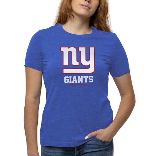 Team Fan Apparel Camiseta de manga corta con logotipo de la NFL para mujer, 100% algodón, con licencia oficial, sin etiqueta, New York Giants - Royal, M