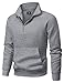 JMIERR Fashion Sweater for Men Quarter Zip Up Pullover Polo Fall Family Outfit Stand Collar Fleece Shirt with Pockets, XL, Grey