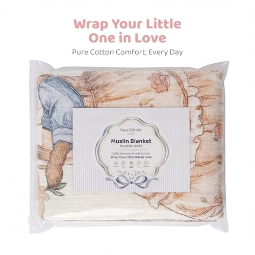 Image of haus & kinder Muslin Blanket for New Born Baby, Soft Breathable Baby Blankets Newborn, Baby Blanket for 0-2 Years, Baby Blanket for Crib Nursery & Stroller, New Born Baby Essentials | Meadow Mates