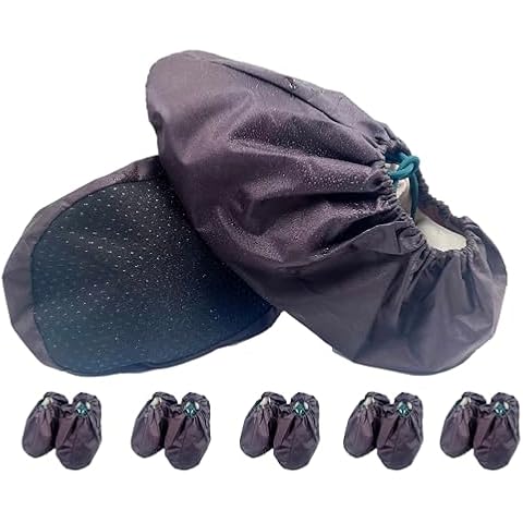 NAEE 5 Pairs Waterproof Anti slip Washable Reusable Boots Cover Indoor Shoe covers (L, Brown), Large Cover