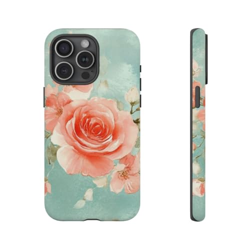 Coque rigide mate premium iPhone 15 Pro Max roses aquarelle