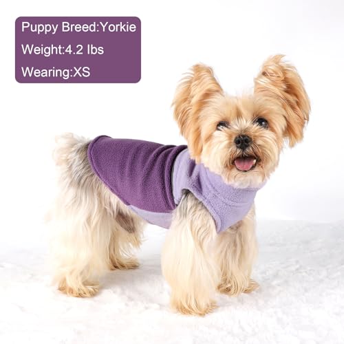Image of Dog Clothes for Small Dogs Fleece Vest Dog Sweater Boy Girl, Warm Pullover Fleece Doggie Jacket, Winter Pet Ourfit Chihuahua Sweater - Yorkie Clothes (Double Purple, X-Small)
