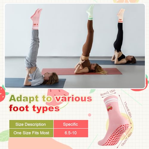 Image of Jspupifip Cute Pilates Socks with Grips Non Slip Yoga Socks for Women | Crew Socks for Barre Workout Athletic Hospital Slipper Socks