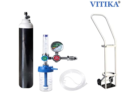 Image of Oxygen Cylinder 1500 Liter|Oxygen Cylinder With Flowmeter|Oxygen Cylinder Portable For Home Patient|Oxygen Cylinder With Regulator|Oxygen Cylinder Refillable,Multicolor