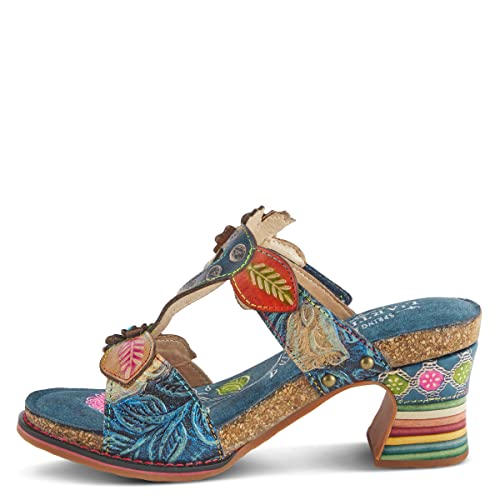 Spring Step L'Artiste Rossie Hand-Painted Leather Sandals – Women’s Slip-On Platform Sandal with Hook & Loop Closure, Colorful Heel, Adjustable Strap2
