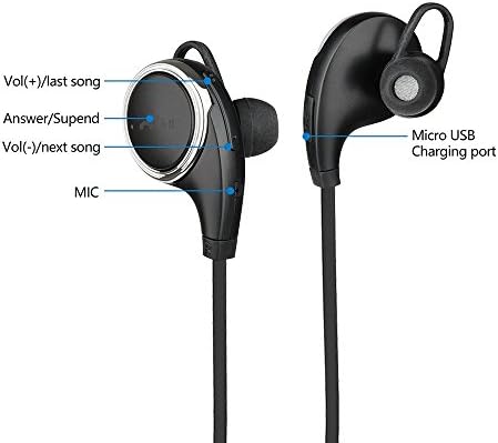 Bluetooth Headphones CSBROTHER Qy8 V4.1 Wireless Stereo Bluetooth Headsets with Mic for running In-Ear Noise Cancelling Sweatproof Sport Earbuds Headphones for iPhone,iPad and Android