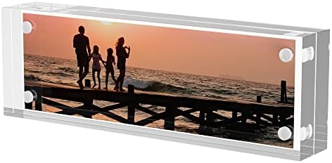 Sezanrpt 2x6 Acrylic Pictures Frames, Transparent 2 Sided Ticket Frame Postcard Frame, Tabletop Small Tiny Acrylic Magnetic Picture Frames for Family, 12 + 12MM Thickness…