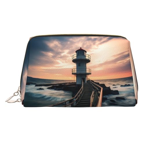 WBQLSL Beauty case da doccia in pelle con spugnetta, adatta per trasportare cosmetici con te, Torre delle navi, Taglia unica