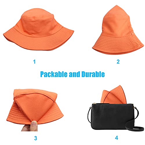 Image of Bucket Hat for Women Men, Reversible Cotton Summer Sun Beach Cap Solid Color Style