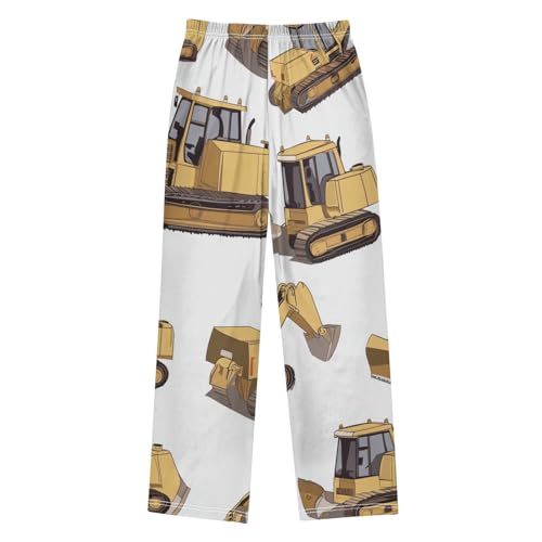 ZZXXB Bulldozers Print Boys Long Pants Soft Trousers Elastic Waist Kids Lounge Bottoms with Pockets S-XL2