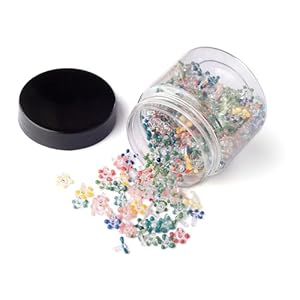 100 cuentas de vidrio de margaritas con tarro de almacenamiento, margaritas de tamaño más grueso y consistente, margaritas de colores surtidos y vibrantes de primera calidad.