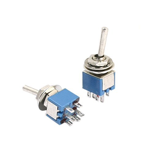2PCS 6mm Panel Cutout Dia DPDT ON/ON Locking Toggle Switch AC 125V 3A