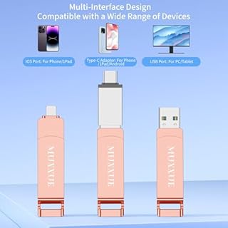Chiavetta USB 128GB per Phone MUXXUE Memoria Esterna per Phone 1Pad Android PC con connettori iOS Type A USB-C e USB 3.0 Pen Drive senza APP, espansione per foto, documenti e video