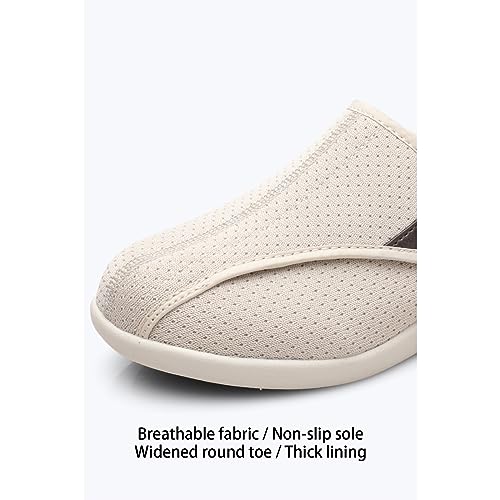 Sapatos femininos de largura extra larga para diabéticos, leve, respirável, ajustável, edema de idos