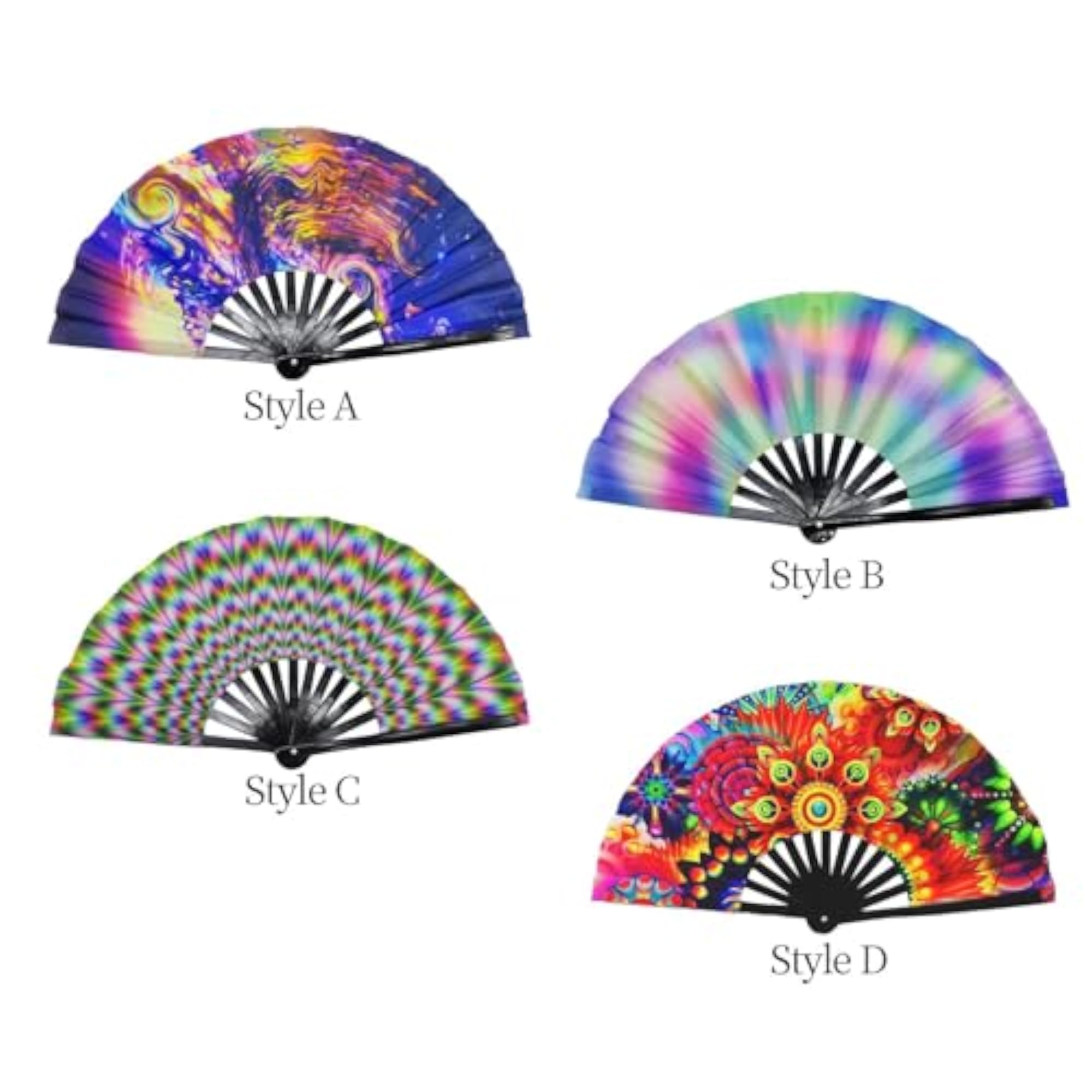 Rave Folding Hand Fan Fluorescent Effects