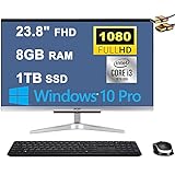 Acer Aspire 24 All-in-One Desktop Computer 23.8' Full HD Display 10th Gen Intel Core i3-1005G1 Processor 8GB RAM 1TB SSD Intel UHD Graphics WiFi5 Bluetooth Webcam Win10 Pro Silver + HDMI Cable
