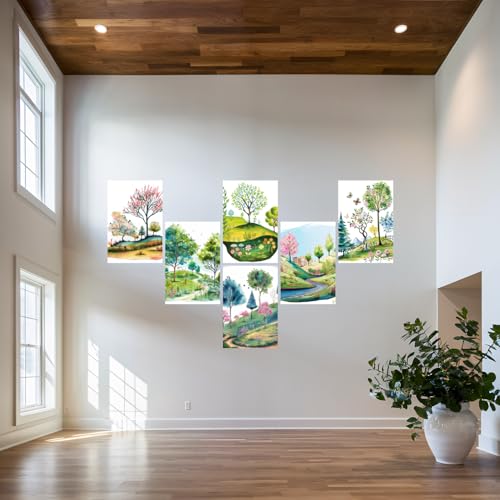 Image of SiddArtify Whimsical Watercolor Landscape Art Print Set - 300GSM Board - 12x18 Inch - Pack of 6 Wall Room Decoration art Poster Prints