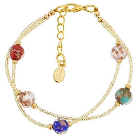 Glass Of Venice Aurora Murano Glass Bracelet Multicolor Handmade with Italian Sparkling Beads and 24K Gold-Lined Beads. Made in Venice, Italy of Blown Glass. Murano Glass Bracelets for Women. Cover