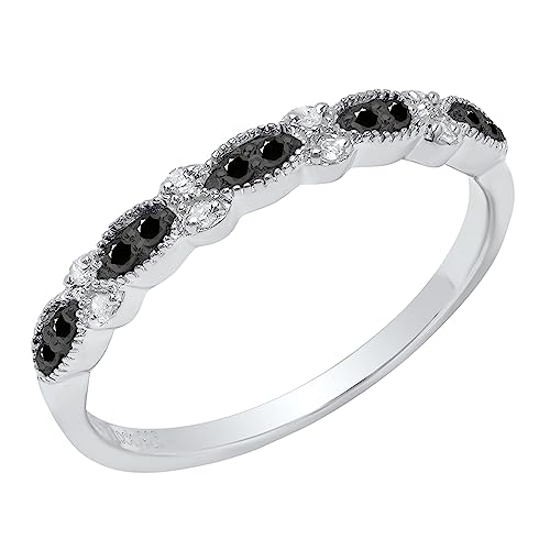 Dazzlingrock Collection Round Gemstone & White Diamond Marquise Miligrain Ring for Women in 925 Sterling Silver