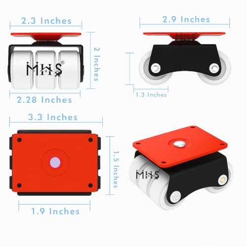 Image of MHS Heavy Duty Revolving Caster Wheels - 360 Rotating Sixer Castor Wheels with Roller | 4pcs with Screws in 1 Set | for Trolley, Furniture, Table, Bed | Made in India (450 KG Load Capacity, 1, Set)