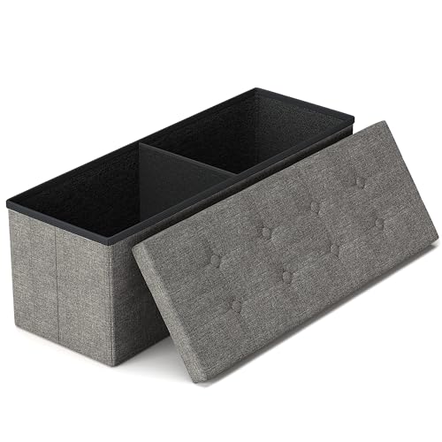 GLAXYFUR 43.3 inches Folding Storage Ottoman Bench Storage Chest Footrest