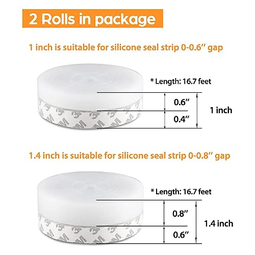 33.5 Ft Door Weather Stripping Door Seal Strip,Silicone Door Draft Stopper,Se...