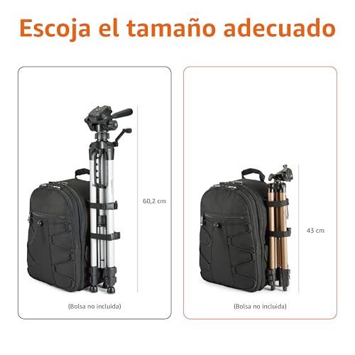 Amazon Basics Trípode para Cámara de 127cm/50in, Ligero, con Bolsa, Altura Ajustable, para Cámaras Réflex Digitales, Color Champán - Imagen 7