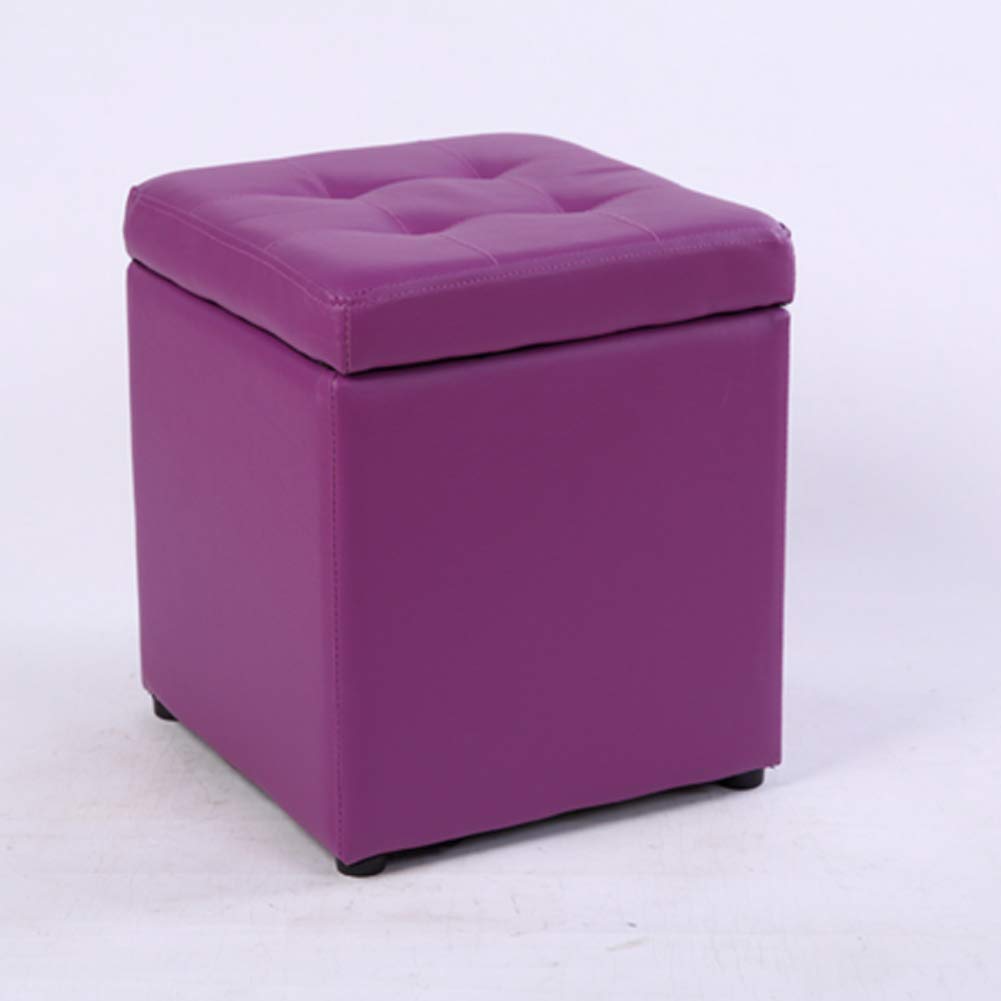 LMMIAOZ Ottoman Storage Stool, Square Pouf for Footrest, Portable Ottoman for Living Room & Bedroom, Small Space Solution, 11.8 x 11.8 x 13.8 in, Multifunctional Accent Furniture