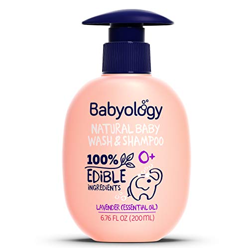 Babyology All Natural Baby Wash and Shampoo - 100% Edible Ingredients - with Organic Lavender Essential Oil (Fragrance Free) – Good for Sensitive Skin - Non Toxic - Tear Free (Scents & Packs Vary)