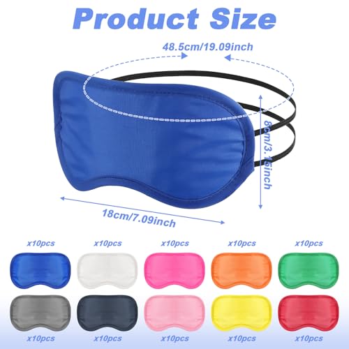 100 Pcs Multicolor Eye Mask Cover Blindfold Sleep Mask Sleep Masks Bulk for Team Games Travel Sleeping Party Supply with Adjustable Strap for Women Men Kids, 110 Colors, Individual Package