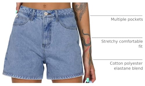 Image of onlypuff Women Denim Shorts Ripped Mid Waisted Jean Shorts with Pockets