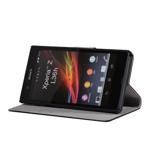 Megix Technology Premium Ceo-Royal Series Flipstand Case For Sony Xperia Z - Retail Packaging - Black #TOP2