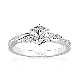 Jeulia Eternity Rings Simple Round Cut Zirconia Infinity Twist Design for Women's Engagement, Wedding Promise Ring Anniversary Valentine Jewelry with Giftbox (A, J-½)