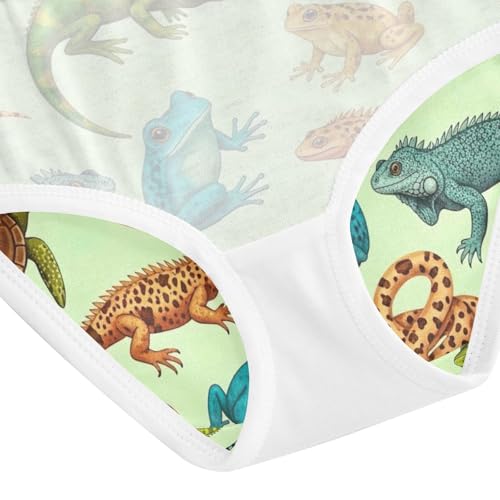 Girls Underwear, Cute Lizards Toddler Girl Panties, Girls Underwear Cotton, 2T–8 Years4