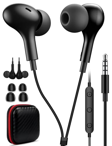 3.5mm Wired Earbuds with Mic for MacBook Neo/Chormebook PC,Magnetic In Ear Buds for Moto G Stylus Power Paly Pure,Hifi School Kid Headphones,Noise Isolation Airplane Jack Earphones for Samsung A15 A14