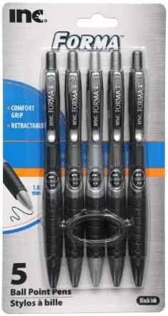 Forma Ballpoint Pens, 1.0mm, Black Ink, Comfort Grip, 5-Pack