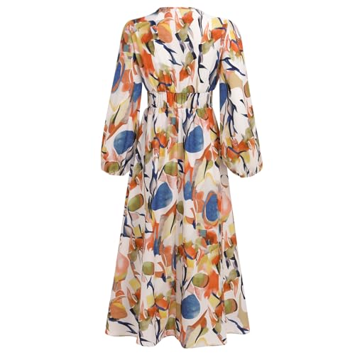 Robe décontractée chic fleurie col en V aux finitions drapées - 6