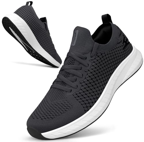 Image of Mens Slip on Lightweight Walking Shoes Non Slip Breathable Running Shoes Comfort Tennis Workout Gym Sneakers with Shoelace