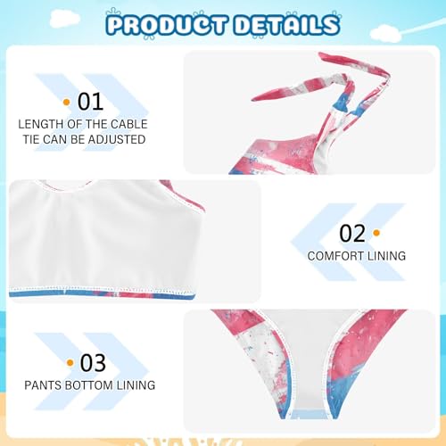 4th July American Independence Day Girls' 2 Piece Kids Bikini Set Scoop Neck Swimsuit Swimming Suits Adjustable Strap4