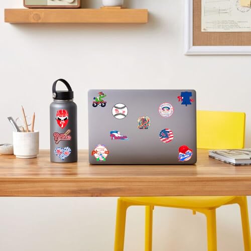 Image of 50 PCS Philadelphia Stickers Decal for Phillies Stickers Pack Baseball Colorful Aesthetic Decals Vinyl Sticker Waterproof for Water Bottle Computer Laptop Luggage Phone Car Skateboard Bumper