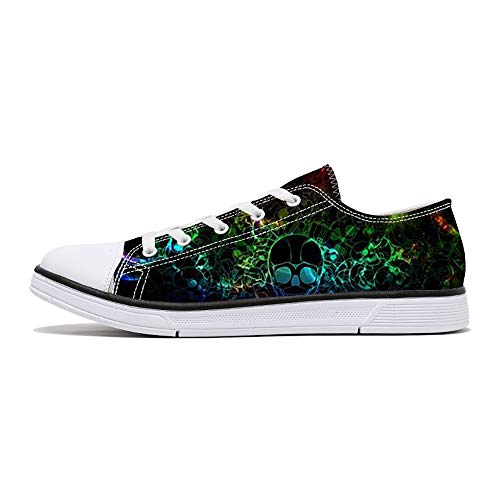 FIRST DANCE Women/Men Green Shoes Skull Printed Shoes Paisley Printed Casual Sneakers Girls Student Canvas Shoes for Ladies Cute 9US W