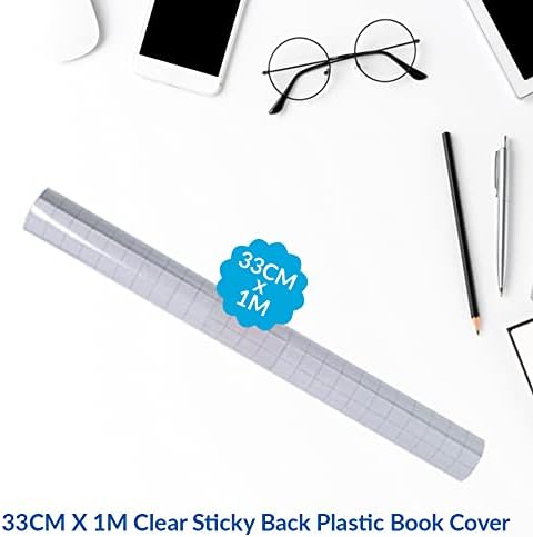 1ABOVE Quality ROLL of Clear Sticky Back Plastic Book Cover (33CM X 1M)