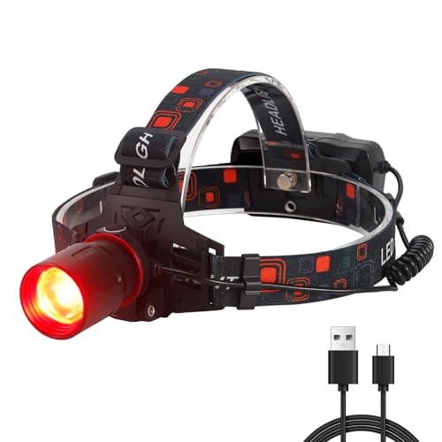 Lampe frontale rouge XLENTGEN 800 lumens rechargeable pour chasse