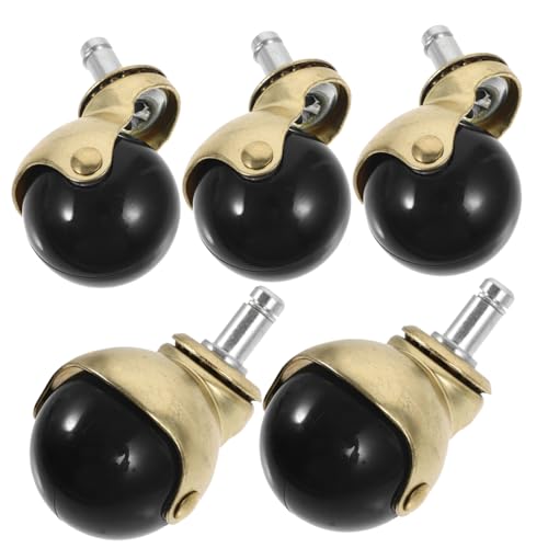WEKAMOS Lot De 5 Roulettes Pivotantes Dorées 50 Mm Pour Chaise De Bureau Compatible Sols Durs Et Moquette Accessoire Robuste Et Silencieux Mobilier De Bureau