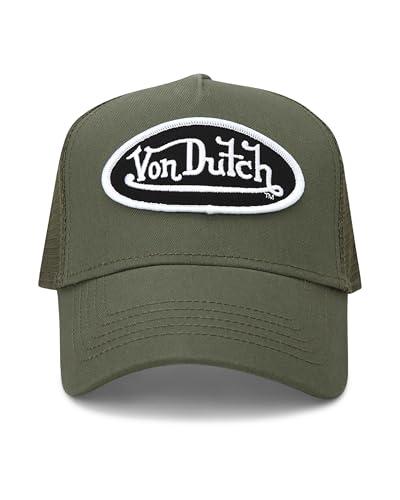 Image of Von Dutch Unisex Trucker Hat - Retro Classic Solid Color Mesh Back Snapback Baseball Cap for Men & Women.