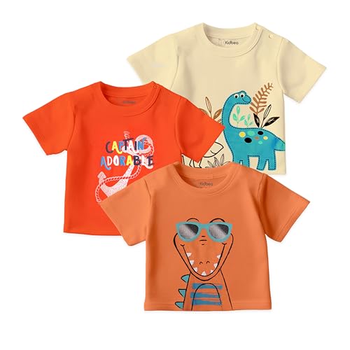 Image of Kidbea 100% Organic Soft Cotton Half Sleeve T-Shirt Multicolor Printed for Baby Boys