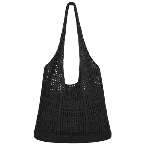Image of XZQTIVE Crochet Tote Bag for Women Mesh Beach bag for Summer Vacation Aesthetic Hobo Knit Shoulder Bag