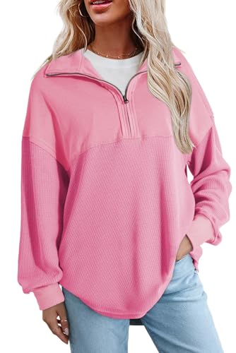 Image of SHEWIN Women Fall Sweatshirt Casual Half Zip Pullover Fall Top 2026 Clothes