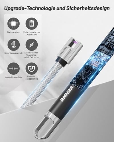 Lichtbogen Feuerzeug VEHHE Elektrisch USB Aufladbar mit LED-Display