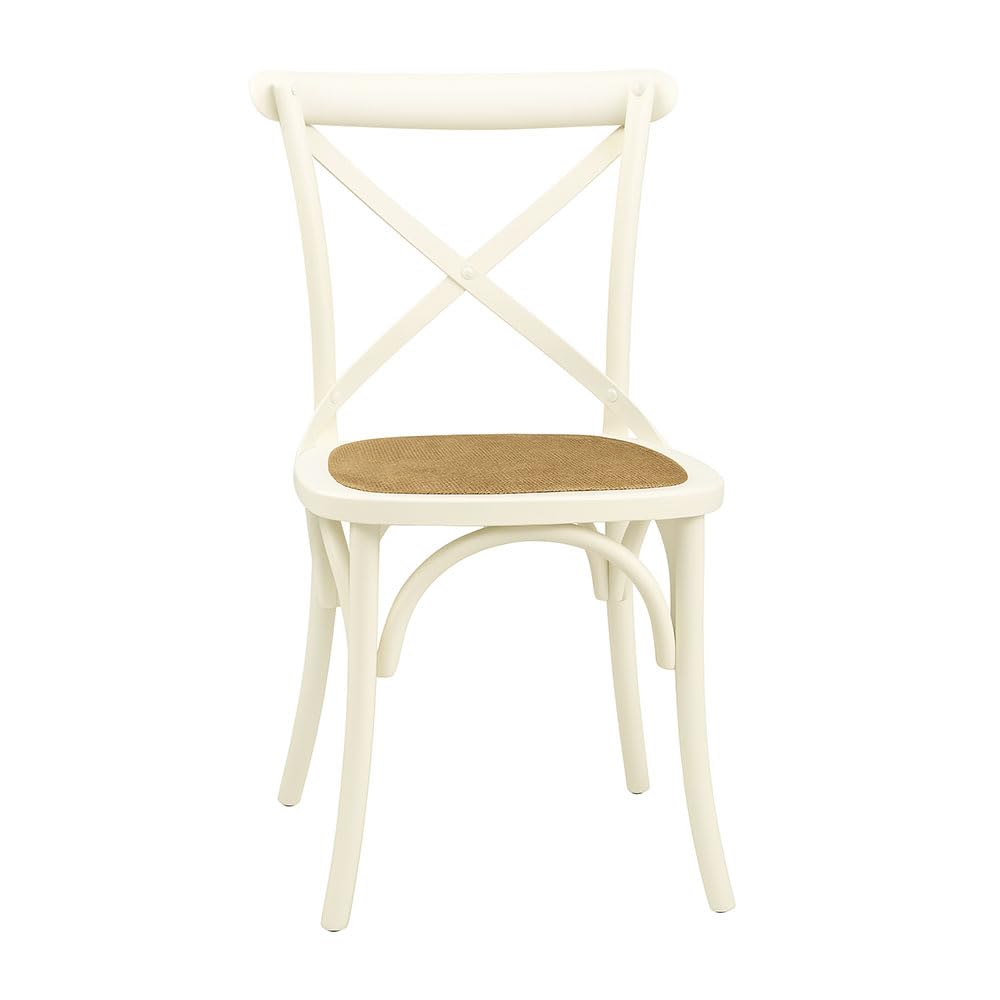 Modern & Stylish Hand Finished Cross Back Oak Wooden Cafe Chair - Exclusive Rattan Seat Comfortable Office Furniture Collections for Home, Dining, Cafe, and Office Seating (Cream)
